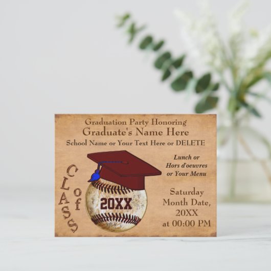 Koel gepersonaliseerde honkbal afstudeeruitnodigin uitnodiging briefkaart (Staand voorkant)