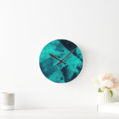 Koel Getande Blauwe Abstract Ronde Klok (Huis)