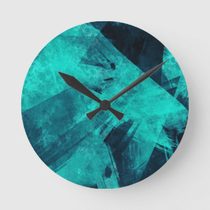 Koel Getande Blauwe Abstract Ronde Klok