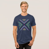 Koel Getinte Mozaïek Tri-Blend Shirt (Voorkant volledig)