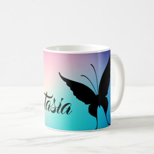 Koel, geweldig, regenboogvlinder koffiemok (Voorkant rechts)
