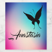 Koel, geweldig, regenboogvlinder wijn etiket (Enkel label)