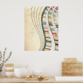 Koel geweldige golvende pianoretro kleuren antiek poster (Keuken)