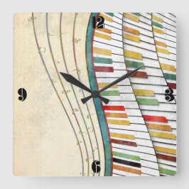 Koel geweldige golvende pianoretro kleuren antiek vierkante klok