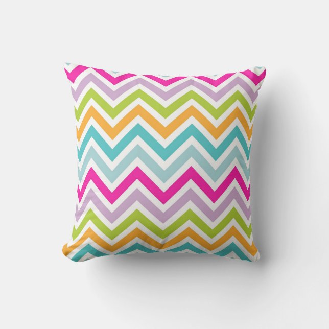 Koel geweldige trendy heldere kleuren chevron zigz kussen (Voorkant)