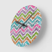 Koel geweldige trendy heldere kleuren chevron zigz ronde klok (Hoek)