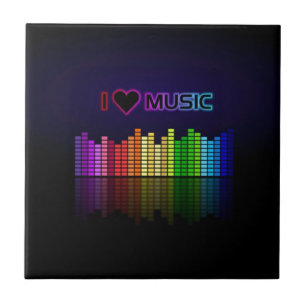 Koel geweldige trendy "I Love Music" neonkleuren Tegeltje