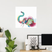 Koel geweldige trendy kleurige levendige olifant poster (Thuiskantoor)
