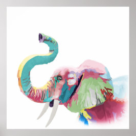 Koel geweldige trendy kleurige levendige olifant poster