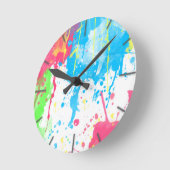 Koel geweldige trendy kleurige trillende waterverv ronde klok (Hoek)