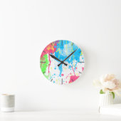 Koel geweldige trendy kleurige trillende waterverv ronde klok (Huis)