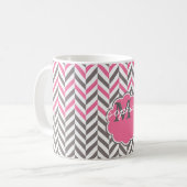 Koel geweldige trendy monogram herringbone zigzag koffiemok (Voorkant links)