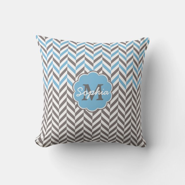Koel geweldige trendy monogram herringbone zigzag kussen (Voorkant)