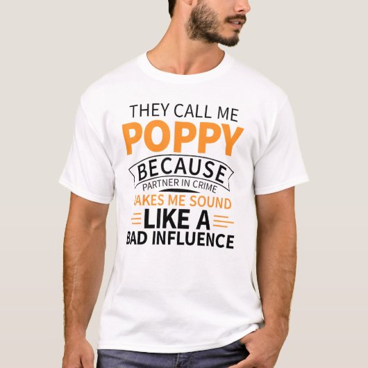 Koel Geweldige vaders Dag Poppy Grandpa Design T-shirt (Voorkant)