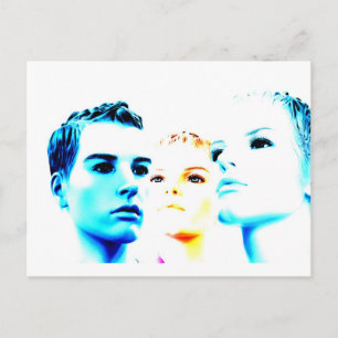 Koel gezichten (drie) vrienden, minimalistisch des briefkaart