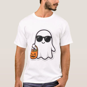 Koel Ghost Zonnebril Snoep Halloween Kunst T-shirt
