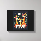 Koel Giraffe 5e verjaardag 5 jaar oude peuter Canvas Afdruk (Voorkant)