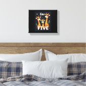 Koel Giraffe 5e verjaardag 5 jaar oude peuter Canvas Afdruk (Insitu (Slaapkamer))