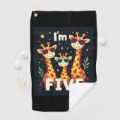 Koel Giraffe 5e verjaardag 5 jaar oude peuter Golfhanddoek (Insitu)