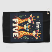 Koel Giraffe 5e verjaardag 5 jaar oude peuter Golfhanddoek (Horizontaal)