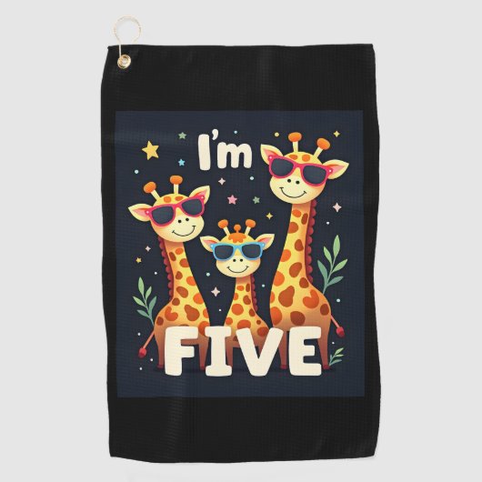 Koel Giraffe 5e verjaardag 5 jaar oude peuter Golfhanddoek (Voorkant)