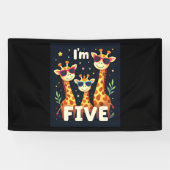 Koel Giraffe 5e verjaardag 5 jaar oude peuter Spandoek (Horizontaal)