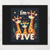 Koel Giraffe 5e verjaardag 5 jaar oude peuter Sparkling Wijnetiket (Enkel label)