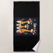 Koel Giraffe 5e verjaardag 5 jaar oude peuter Strandlaken (Voorkant)