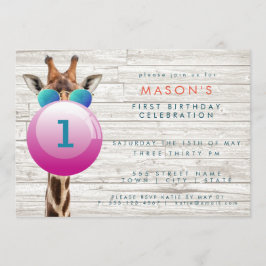 Koel Giraffe en bubblegum | partijuitnodiging Kaart