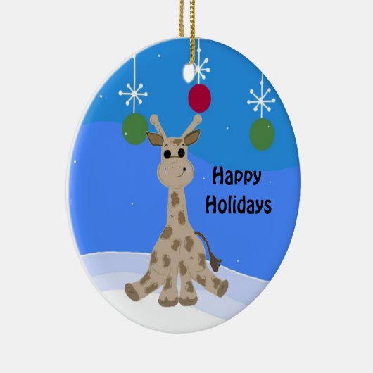 Koel Giraffe Prettige feestdagen Keramisch Ornament (Rechts)