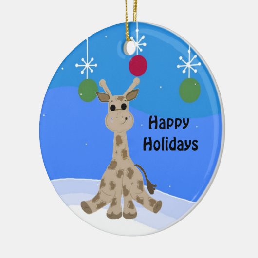 Koel Giraffe Prettige feestdagen Keramisch Ornament (Links)