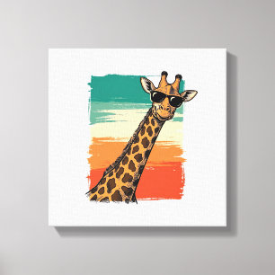 Koel Giraffe Zonnebril Vintage Sunset T-shirt_1 Canvas Afdruk