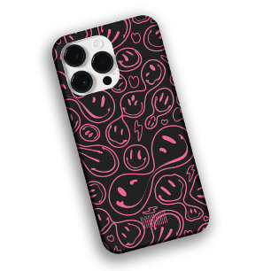 Koel glimlachend gezicht melt glimlach zwart roze Case-Mate iPhone 14 pro max hoesje