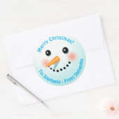 Koel glimlachend Snowman met wortelneus Ronde Sticker (Envelop)