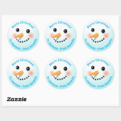 Koel glimlachend Snowman met wortelneus Ronde Sticker (Vel)