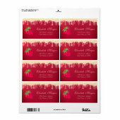Koel glinsterende druppels aardbei rood etiket (Full Sheet)