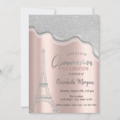 Koel glinsterende druppels, Eiffeltoren Quinceañer Kaart (Voorkant)