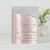 Koel glinsterende druppels, Eiffeltoren Quinceañer Kaart (Staand voorkant)