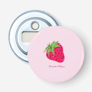 Koel Glitter Aardbei Roze Button Flesopener