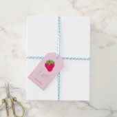 Koel Glitter Aardbei Roze Cadeaulabel (Met Touw)