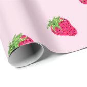 Koel Glitter Aardbei Roze Cadeaupapier (Rol Hoek)