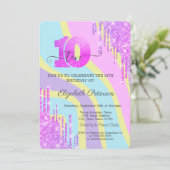 Koel Glitter Druppels Groovy 10e Verjaardag Kaart (Staand voorkant)