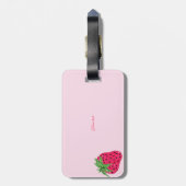 Koel Glitter Roze Aardbei Bagagelabel (Achterkant verticaal)
