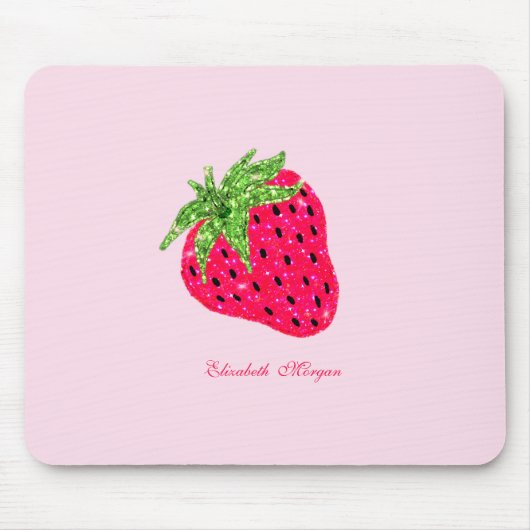 Koel Glitter Roze Aardbei Muismat (Voorkant)