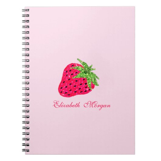 Koel Glitter Roze Aardbei Notitieboek (Voorkant)