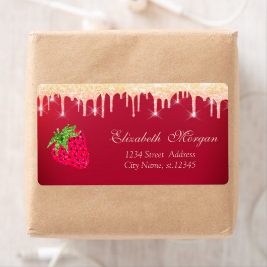 Koel Glitter-schijven aardbeienrood Etiket (Insitu)