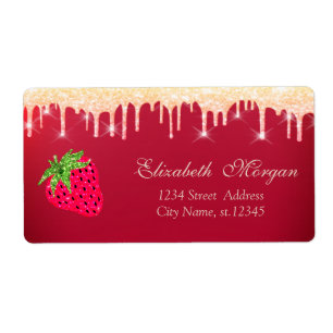 Koel Glitter-schijven aardbeienrood Etiket