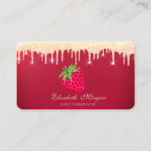 Koel Glitter-schijven aardbeienrood Visitekaartje (Voorkant)