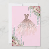 Koel Glitter-schijven, Dress Floral Pink Quinceane Kaart (Achterkant)