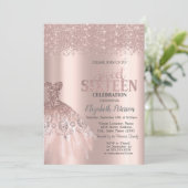 Koel glitterstof, jurk roze goud zoete 16 kaart (Staand voorkant)